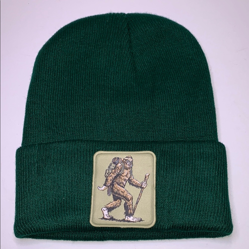 NWOT Green Beanie with Sasquatch Patch